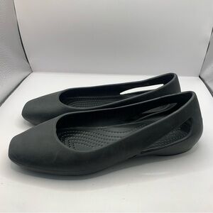 Crocs Iconic Comfort  Ballet Flats Black Shoes Womens Size 6 Slip On